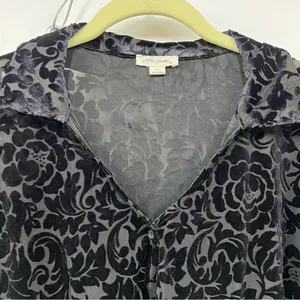 Ultra Pink Women’s Sz XL velvet burnout tunic blouse Whimsigoth Bohemian Hippie thumbnail 3