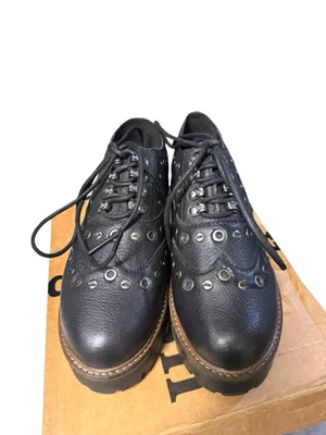 oobash Black Lucy 1990 Repro Leather Studded Lace Up Chunky Platforms Sz 10 $150 thumbnail 5
