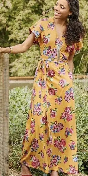 Matilda Jane Womens Alana Wrap Maxi Dress Size S Small Marigold Floral thumbnail 1
