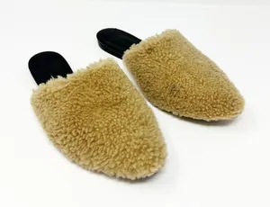 Jenni Kayne Shearling Flat Pointy Toe Mule Slip On Shoe Natural Brown EU 37 thumbnail 1