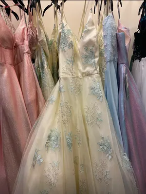 JCPenney Cream And Mint Green Prom Dress thumbnail 9