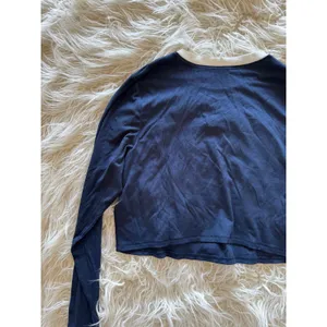 Skims Soft Lounge Ringer Long Sleeve Crop Top Navy Multi Size 2X thumbnail 7