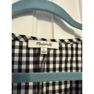 Madewell Boho Black‎ and White Checkered Top with Tie Waist L thumbnail 8