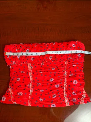 Free People Red Scottie Printed Tube Sleeveless Top Stretchy Sz L BarbieCore thumbnail 6