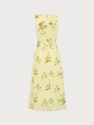 Rihoas Yellow V Neck Floral Chiffon Maxi Dress thumbnail 6