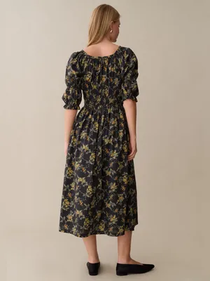 NWT Few Moda Marguerite Dress size XS Black Yellow marigold floral Sorella midi thumbnail 5