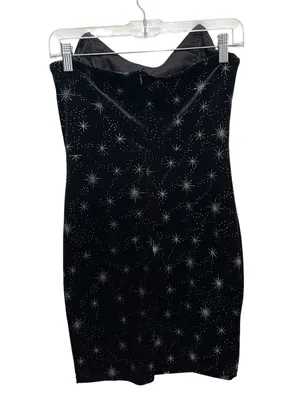 Superdown Stevie Sweetheart Dress Velvet Black Metallic Women’s Size Medium thumbnail 11