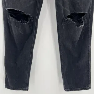 American Eagle Mom Straight Jeans Black Distressed Denim Women's Size 4‎ Short thumbnail 4