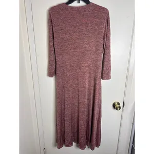 Anne Klein Space Dye Knot Front Midi Dress V-Neck 3/4 Sleeve Pink Combo L thumbnail 5