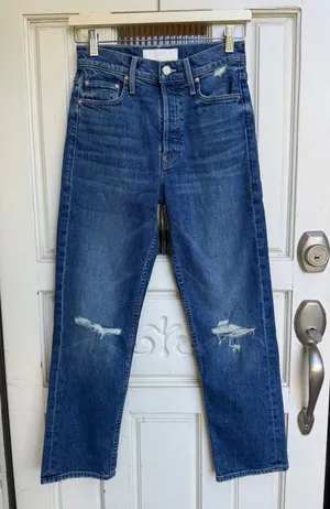 Mother‎ Superior The Tomcat Playing W Scissors High Rise Straight Jeans Size 25 thumbnail 1