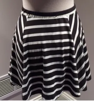 Mossimo Supply Co. Black & White Striped Skater Skirt thumbnail 1