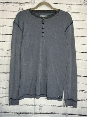 Kenneth Cole Reaction Gray Long Sleeve Tee 1/4 Button SZ XL Relaxed Loose Fit thumbnail 1