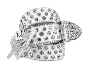 Lukamachain White Diamonds‎ Crocodile Iconic Star Belt UK Small Studded RV $78 thumbnail 1