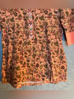 Sundance floral orange 3/4 sleeve waffle knit Henley top‎ small cotton twilight thumbnail 4