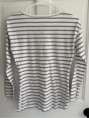 Patagonia Organic Cotton Striped‎ Long Sleeve Tee White Black Women’s Small thumbnail 8