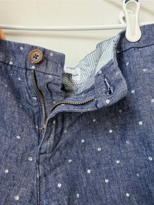 Old Navy Women's Everyday Shorts Size 12 Polka Dot Linen Cotton Chambray Chino thumbnail 4