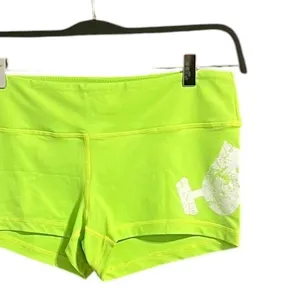 WodBottom‎ Neon Green CrossFit Booty Shorts Weightlifting Gym Size Large thumbnail 3