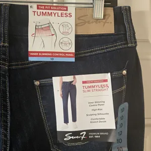 Seven7 Tummyless Jeans Women 10 Dark Wash High Rise Slim Straight NWT thumbnail 5