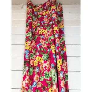 Anastassimo Maxi Dress Size M Pink Floral Print Gathered Neckline Vibrant thumbnail 5