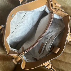 Michael Kors Camel Leather Satchel with Chain-Detail Strap thumbnail 4