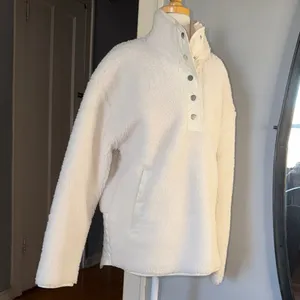 Women's White Sherpa Pullover Jacket thumbnail 4