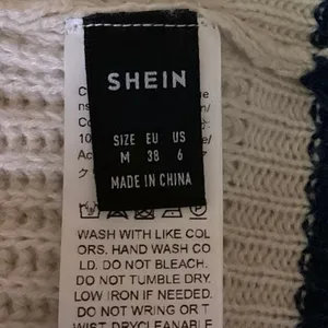 Shein Women's Knit Ribbed Cream V-Neck Long Sleeves Pullover Sweater Top Size 6 thumbnail 3