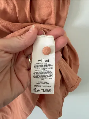 Wilfred Aritzia Poppins Short Puff Sleeve Peachy Pink Button Down Front Dress S thumbnail 7