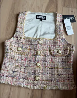 Katie J NYC Tiered Tweed Top and Mini Skirt - Pink Multi thumbnail 3