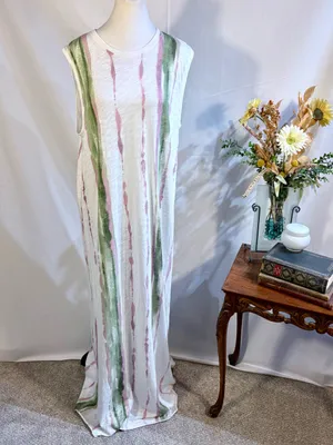 ATM Anthony Thomas Melillo Slub Cotton Paintstroke Stripe Maxi Dress XL🧡 thumbnail 2