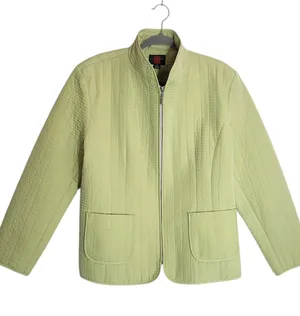 Gallery Lime Green Quilted Zip Up Jacket Size XL thumbnail 1