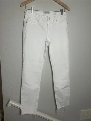 Lucky Brand Lolita Crop White Jeans Frayed Hem Size 6/28 thumbnail 2