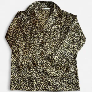 Victoria's Secret Women's Pajama Top S Leopard Print Satin-Like Black Tan thumbnail 1