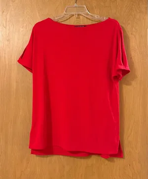 Lauren Ralph Lauren Boat Neck Top Womens Size M Red Short Sleeve Viscose thumbnail 1