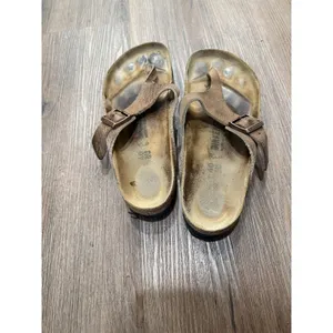 Birkenstock Gizeh Tobacco Brown Oiled Leather Thong Sandals Womens 40 L9 Regular thumbnail 4