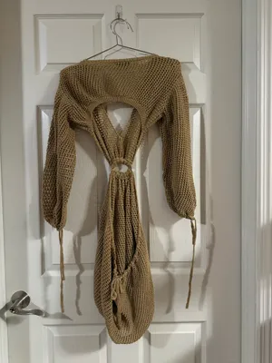 Amazon Brown Knit Swimsuit Cover-Up Adjustable M thumbnail 4