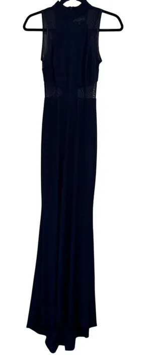 Betsy Adam Black Mesh Illusion Mesh Cut Out Maxi Dress Womens 0 Formal Black Tie thumbnail 1