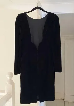 Moda Int’l Vintage 80s Velvet Backless Dress Black Size 4 thumbnail 6