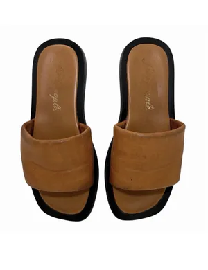 Free People Wren Leather Slide Sandals Tan Square Toe Size 7 thumbnail 3