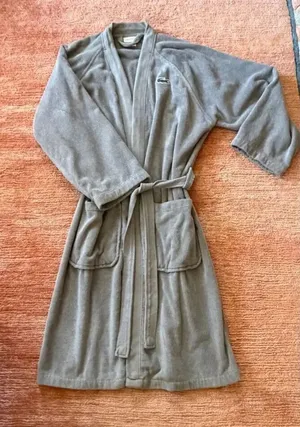 Lacoste Gray Terry Cloth Robe 100% Cotton Unisex Cozy Bathrobe XL thumbnail 1