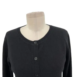 Qi Cashmere Classic Long Sleeve Cardigan Sweater Black Size Small‎ thumbnail 2
