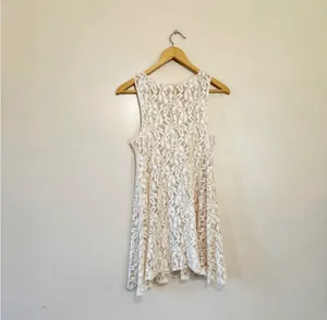 CLEARANCE! Cream Free People Sheer Miles of Lace Dress Size S EUC thumbnail 3