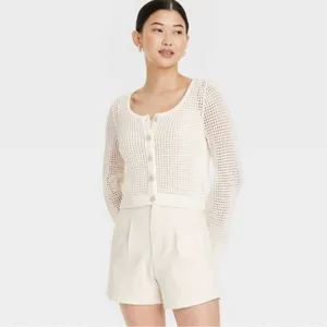 NWT A New Day Cardigan Ivory Open Knit Button Front Size L thumbnail 2