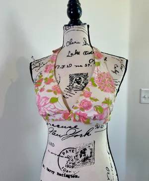 Lilly Pulitzer bikini Swimming top with push up hot pink Green Sz XS RN 88189 thumbnail 7
