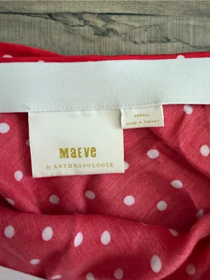 Anthropologie Maeve Gemma Printed Red White Bias Cut Polka Dot Maxi Skirt XS thumbnail 5