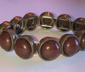 Vintage Brass Chunky Beaded Boho Stretchy Bracelet thumbnail 1