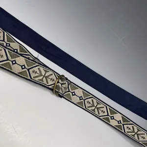 Vintage Cloth Belt Women's Size 14 Navy Blue Aztec‎ thumbnail 2