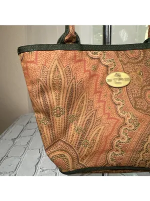 ETRO Paisley Mini Libra Hand Bag Tote Small Nylon Clasp Fabric Pattern Authentic thumbnail 3