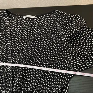 Zara Pleated Surplice V Neck Faux Wrap Blouse Top Polka Dots Long Sleeves Medium thumbnail 11