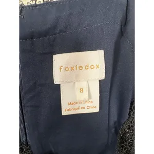 FOXIEDOX Carolina Floral‎ Midi Lace Trim Dress Blue Whimsy Asymmetrical Hem Sz 8 thumbnail 8