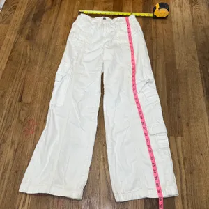 BDG Urban Outfitters White Y2K Cargo Pants Wide Leg Utility Trousers Size‎ 25 thumbnail 2